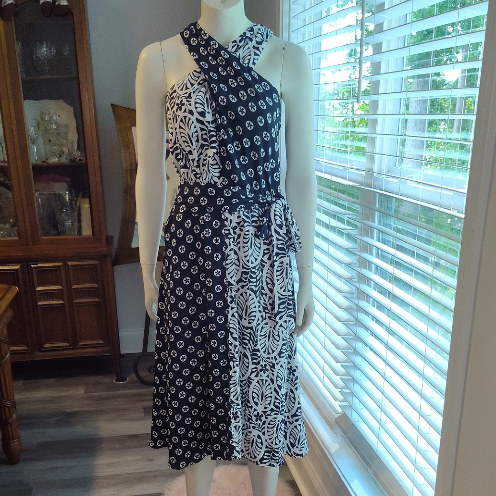 Ann Taylor Blue and White Halter Sundress